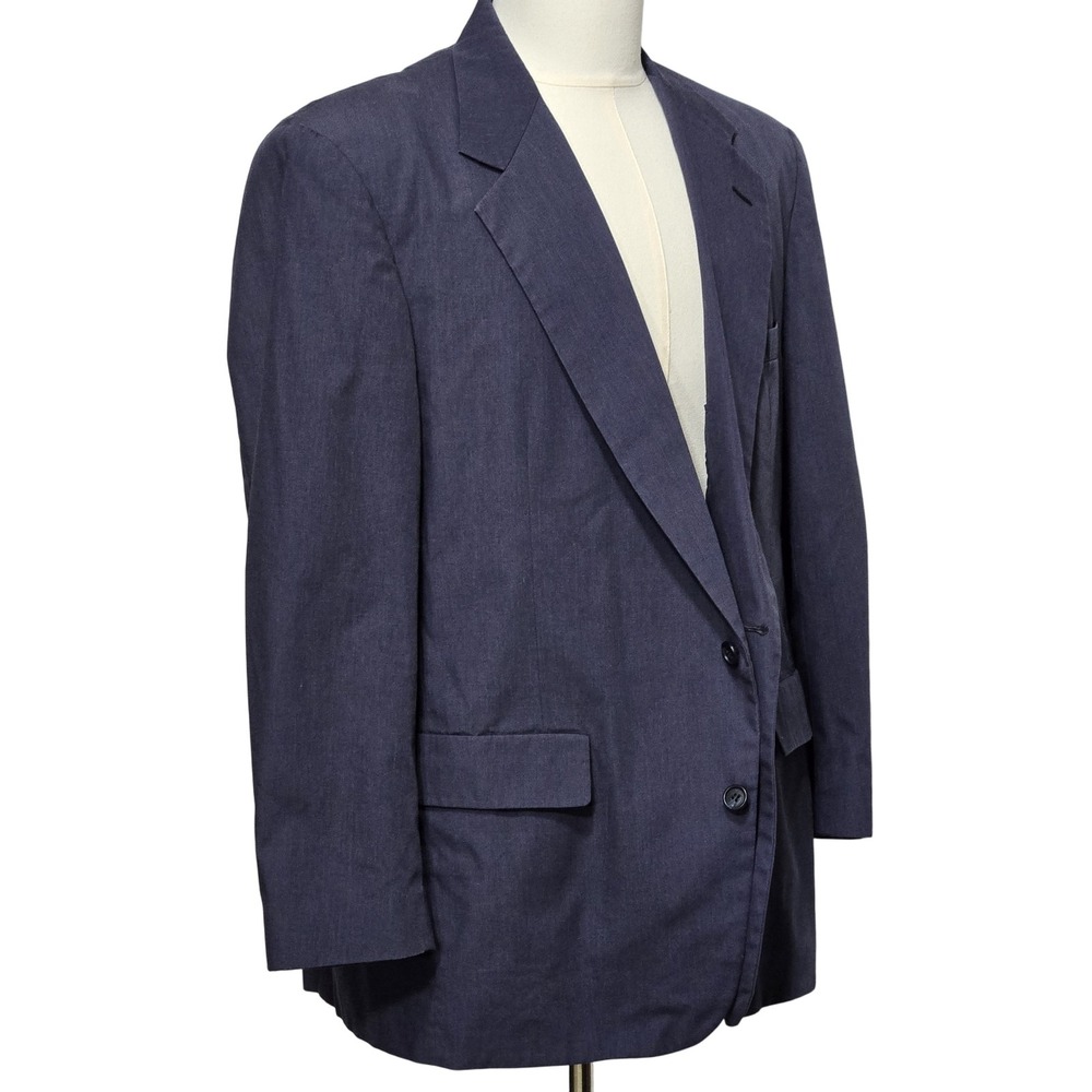 Haspel Blazer Mens‎ Large Blue Two Button Sport Coat Tailored USA Classic Jacket